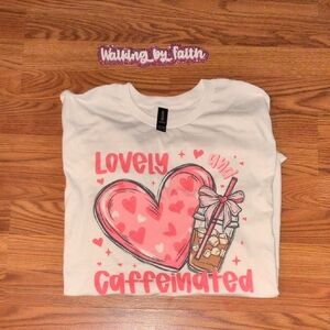 Lovely Caffeinated Kids Shirt - White and Pink